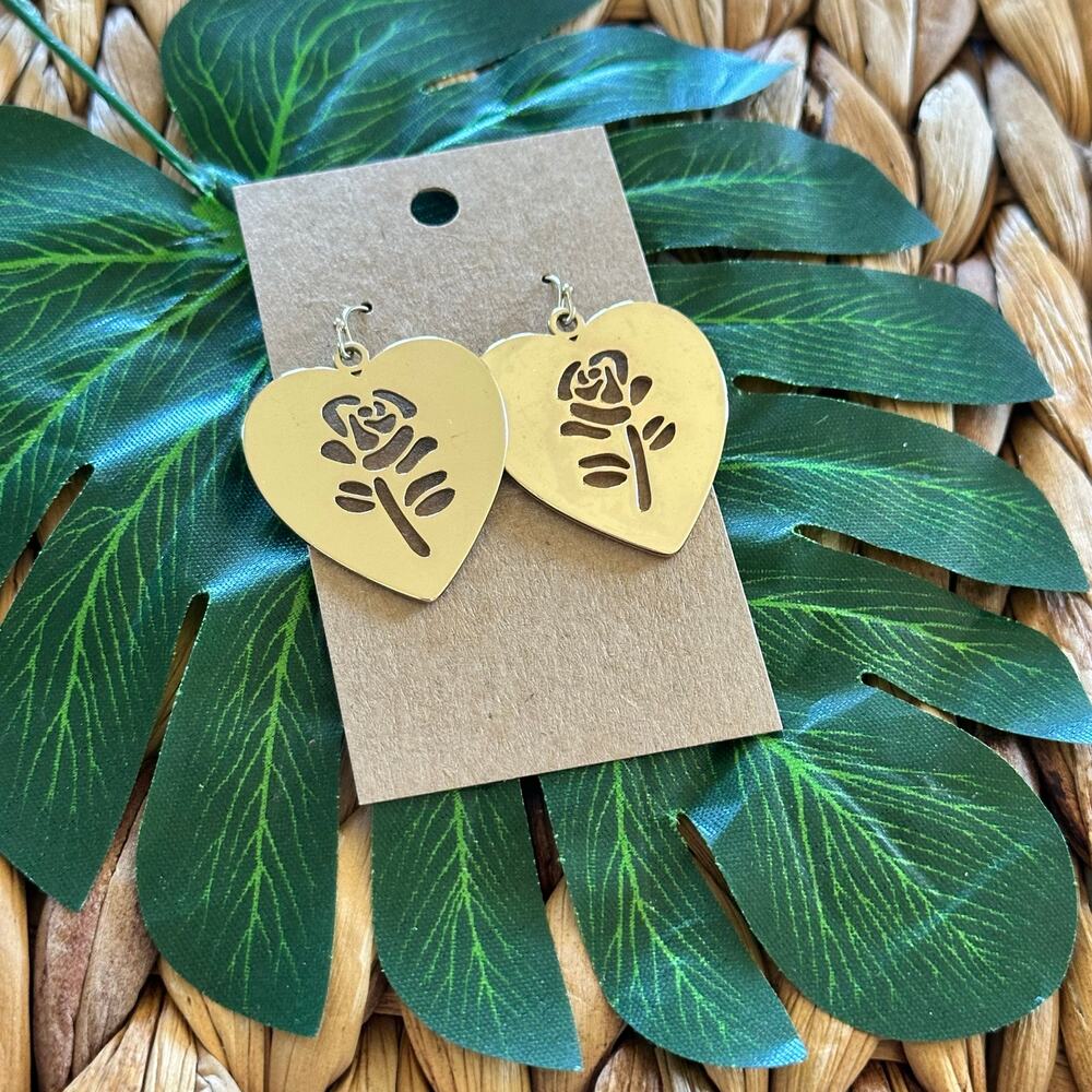 BOGO FREE LASER FLORAL HEART EARRINGS